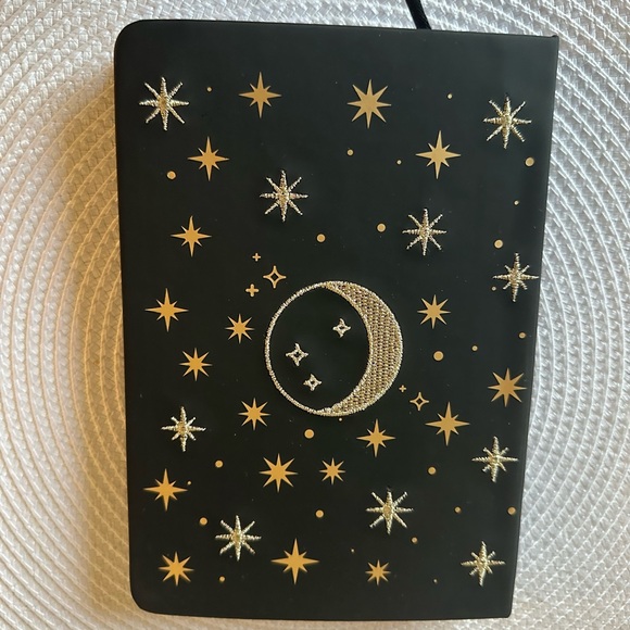 Other - Faux Leather Hardcove Celestial Black Journal with Gold Stars and Moon 8x6”